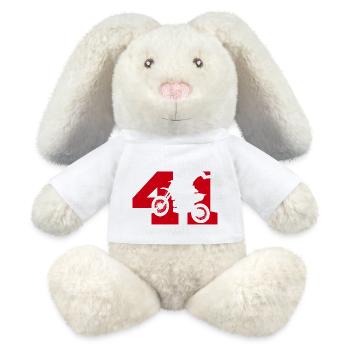 Moto 41 motard - Lapin en peluche recyclé MiniFeet® Crème - blanc - Devant