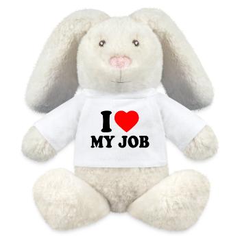 I love my job - Lapin en peluche recyclé MiniFeet® Crème - blanc - Devant