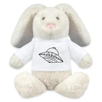 UFO Außerirdisches Schiff Weltraum-Gekritzel - MiniFeet® RecycelHase® Creme - Weiß - Vorne