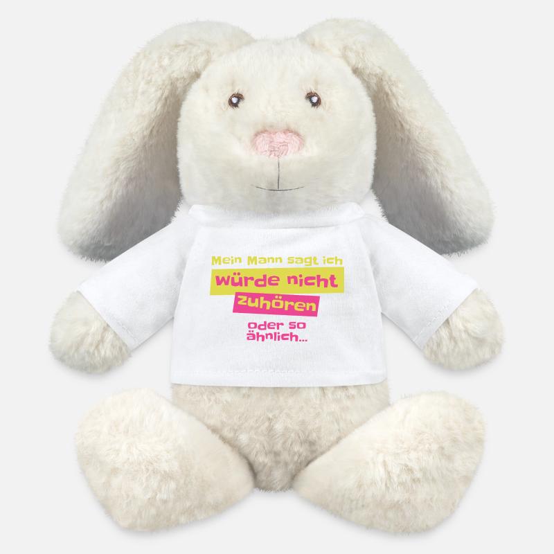 Mon mari dit que je n’écoute pas Design - Lapin en peluche recyclé MiniFeet® Crème - blanc