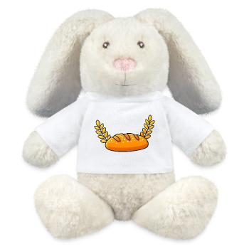 Goldener Brotleib mit Weizenzweigen - MiniFeet® RecycelHase® Creme - Weiß - Vorne