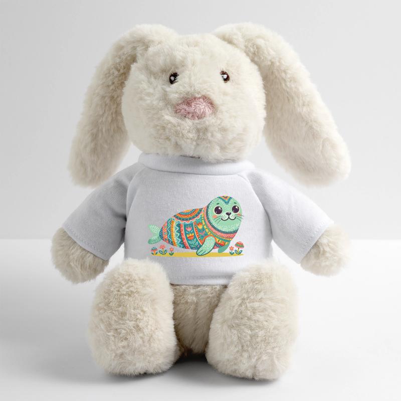 Mandala du Phoque mignon Lapin en peluche recyclé MiniFeet® Crème