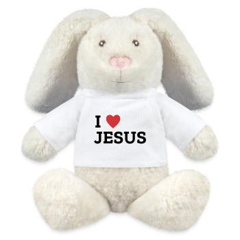 T-shirt graphique en gras I Heart Jesus - Lapin en peluche recyclé MiniFeet® Crème - blanc - Devant