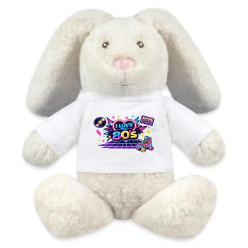 I Love the 80s Neon Retro - MiniFeet® RecycelHase® Creme - Weiß - Vorne