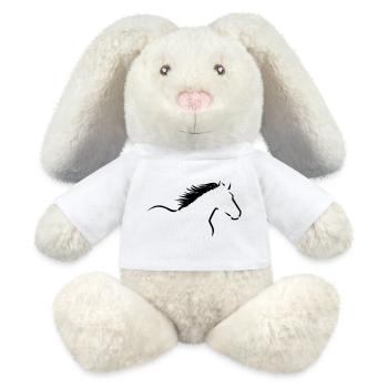 Zeichnung: Pferd mit wehender Mähne - MiniFeet® RecycelHase® Creme - Weiß - Vorne
