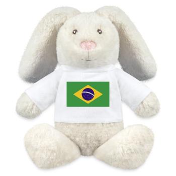 Brasilien National Flagge - MiniFeet® RecycelHase® Creme - Weiß - Vorne