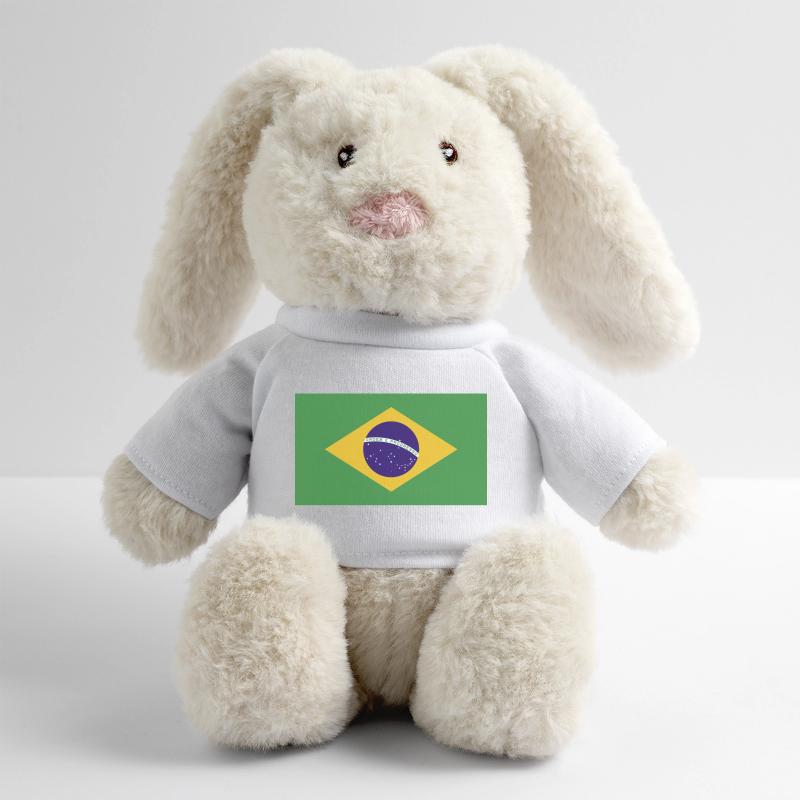 Drapeau national du Brésil Lapin en peluche recyclé MiniFeet® Crème