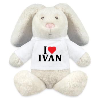Name T-Shirt I love Ivan T-Shirt Geschenkidee - MiniFeet® RecycelHase® Creme - Weiß - Vorne