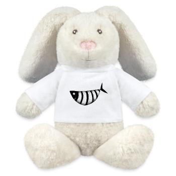 Poisson drôle - Lapin en peluche recyclé MiniFeet® Crème - blanc - Devant