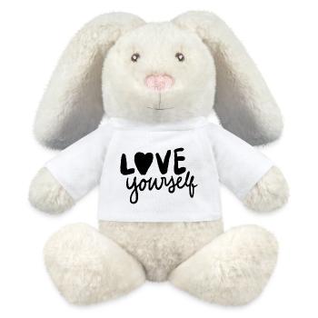 Love your self - Lapin en peluche recyclé MiniFeet® Crème - blanc - Devant