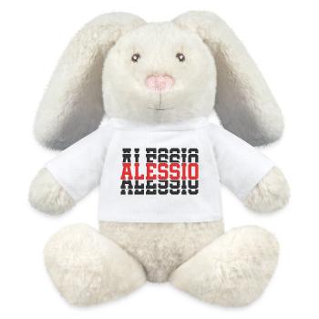 Alessio t-shirt t-shirt stacked text gift idea - MiniFeet® RecycelHase® Bunny Cream - white - Front