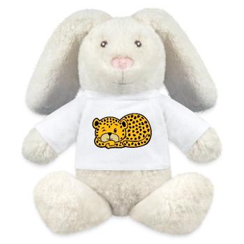 Léopard qui dort - Lapin en peluche recyclé MiniFeet® Crème - blanc - Devant