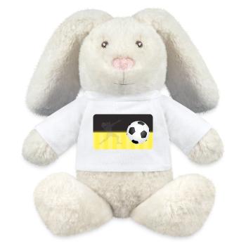Football - noir jaune - joueur de football - Lapin en peluche recyclé MiniFeet® Crème - blanc - Devant