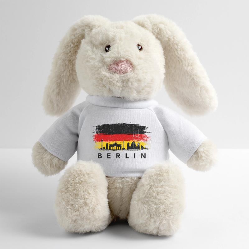 Berlin Skyline on Painted Flag MiniFeet® RecycelHase® Bunny Cream