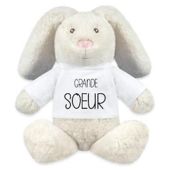 grande sœur - frangine - Lapin en peluche recyclé MiniFeet® Crème - blanc - Devant