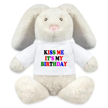kiss me it's my birthday - Lapin en peluche recyclé MiniFeet® Crème - blanc - Devant