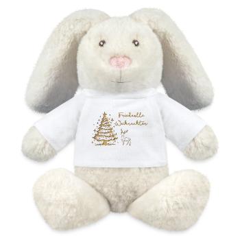 Friedvolle Weihnachten im Wald Hirsch Christbaum - MiniFeet® RecycelHase® Creme - Weiß - Vorne