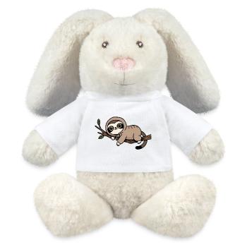 Cute Sloth on Branch - MiniFeet® RecycelHase® Bunny Cream - white - Front