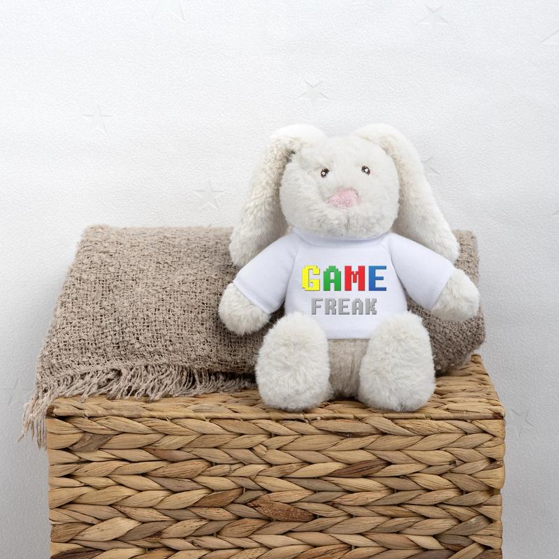 Thème rétro Pixel Game Freak Lapin en peluche recyclé MiniFeet® Crème