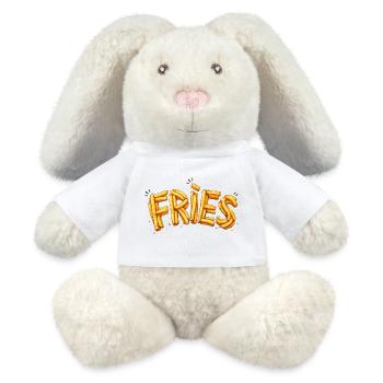 Frieze French Fries Typography Design - MiniFeet® RecycelHase® Bunny Cream - white - Front