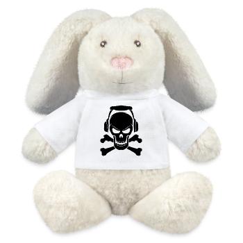 Totenkopf Schädel liebt Musik Geschenk Idee - MiniFeet® RecycelHase® Creme - Weiß - Vorne