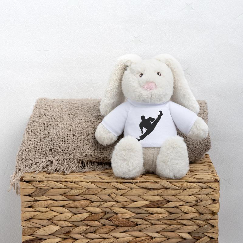 Jumpkick Geri Kick Karate oder Teakwondo MiniFeet® RecycelHase® Creme