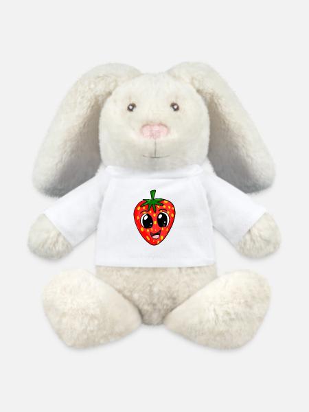 Erdbeere - MiniFeet® RecycelHase® Creme - Weiß