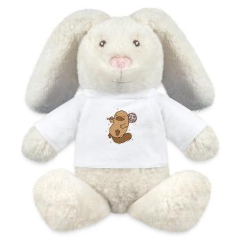 Ornithorynque joue au badminton Australie - Lapin en peluche recyclé MiniFeet® Crème - blanc - Devant