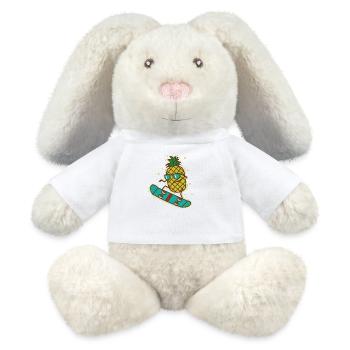 Équitation d’ananas fruits sucrés avec skateboard - Lapin en peluche recyclé MiniFeet® Crème - blanc - Devant