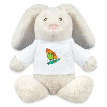 Kokosnuss beim Windsurfen exotische Frucht - MiniFeet® RecycelHase® Creme - Weiß - Vorne