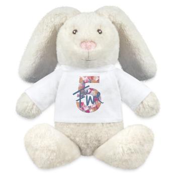 Nombre / 5 / Cinq / Anniversaire / Cinquième / Nombre - Lapin en peluche recyclé MiniFeet® Crème - blanc - Devant