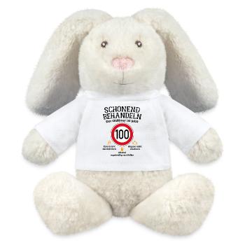 100. Geburtstag Schonend Behandeln Oldtimer 100 - MiniFeet® RecycelHase® Creme - Weiß - Vorne