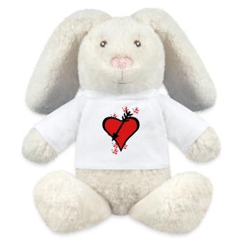 Herzschmerz Liebeskummer Herz Liebe - MiniFeet® RecycelHase® Creme - Weiß - Vorne