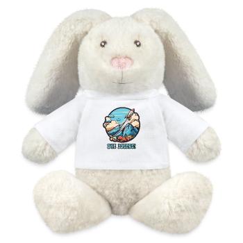 Bye bye, les perdants ! Lancement de la fusée - Lapin en peluche recyclé MiniFeet® Crème - blanc - Devant