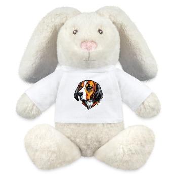 Tête de chien Beagle - Lapin en peluche recyclé MiniFeet® Crème - blanc - Devant