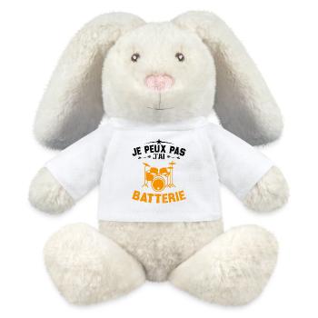 Je peux pas jai batterie - Lapin en peluche recyclé MiniFeet® Crème - blanc - Devant
