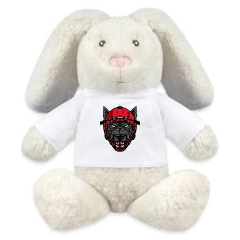 Chien avec masque de hockey sur glace - Lapin en peluche recyclé MiniFeet® Crème - blanc - Devant