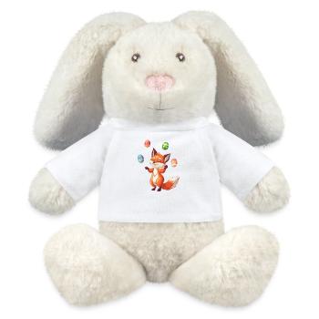 Easter Red Fox Juggling Eggs - MiniFeet® RecycelHase® Bunny Cream - white - Front