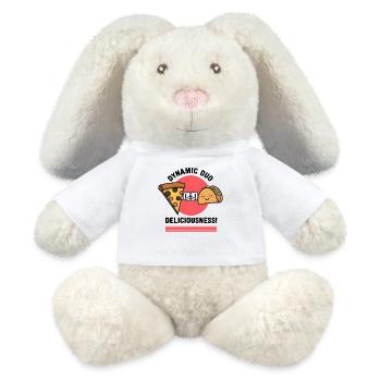 Pizza Taco Fist Bump: Dynamic Duo of Deliciousness - MiniFeet® RecycelHase® Bunny Cream - white - Front