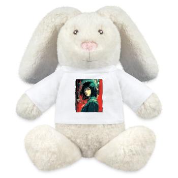Japanisches Anime-inspiriertes Street-Art-Bild - MiniFeet® RecycelHase® Creme - Weiß - Vorne