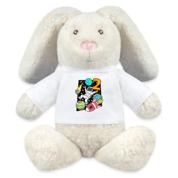 2 Anniversaire Garçon Astronaute - Lapin en peluche recyclé MiniFeet® Crème - blanc - Devant