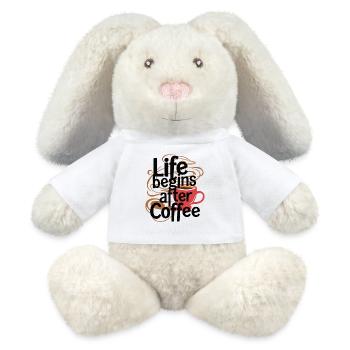 DAS LEBEN BEGINNT NACH DEM KAFFEE - MiniFeet® RecycelHase® Creme - Weiß - Vorne