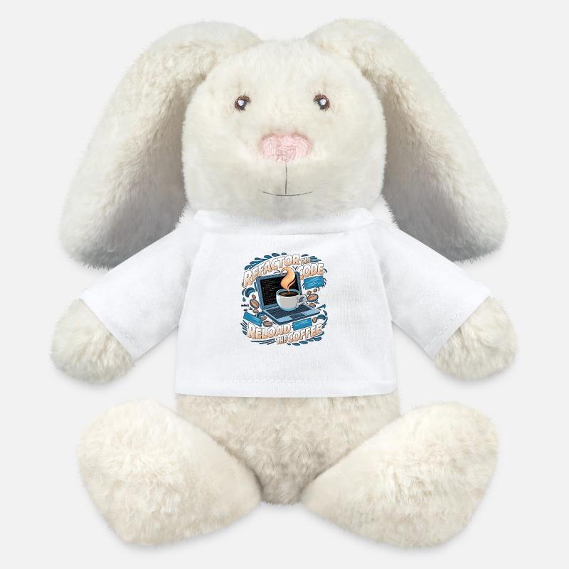 Programmers generate code from coffee - MiniFeet® RecycelHase® Bunny Cream - white