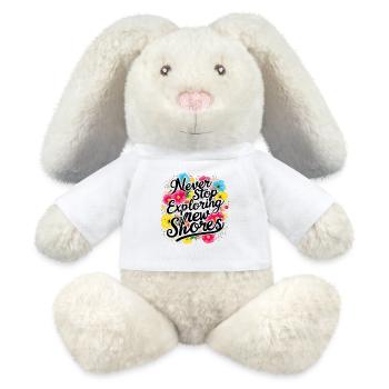 Never Stop Exploring The Shores Design - MiniFeet® RecycelHase® Bunny Cream - white - Front