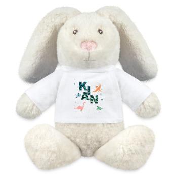 KIAN - Schöner Jungen Name mit Dinosaurier - MiniFeet® RecycelHase® Creme - Weiß - Vorne