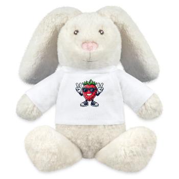 fraise sucrée dessin animé fruit de la paix fruité - Lapin en peluche recyclé MiniFeet® Crème - blanc - Devant