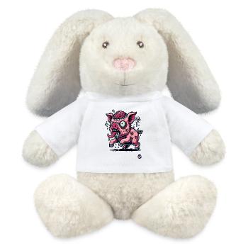 Rotten Brain – Funny Zombie Pig - MiniFeet® RecycelHase® Bunny Cream - white - Front