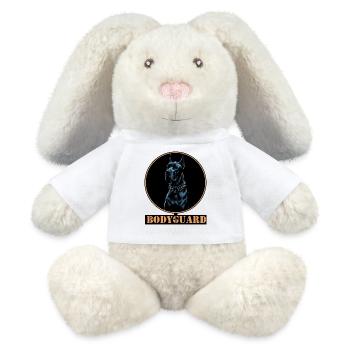 Dogue allemand avec chaîne à pointes - Lapin en peluche recyclé MiniFeet® Crème - blanc - Devant