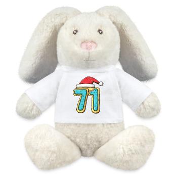 71 Number Christmas Cookie - MiniFeet® RecycelHase® Bunny Cream - white - Front