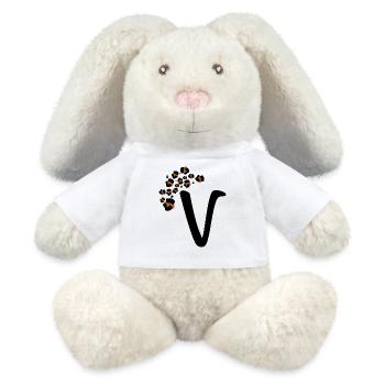 Buchstaben v Leopardenmuster - MiniFeet® RecycelHase® Creme - Weiß - Vorne